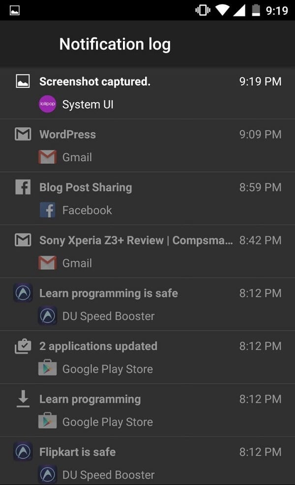 Now you will see the list of all notifications | How to Recover Deleted Notifications on Android