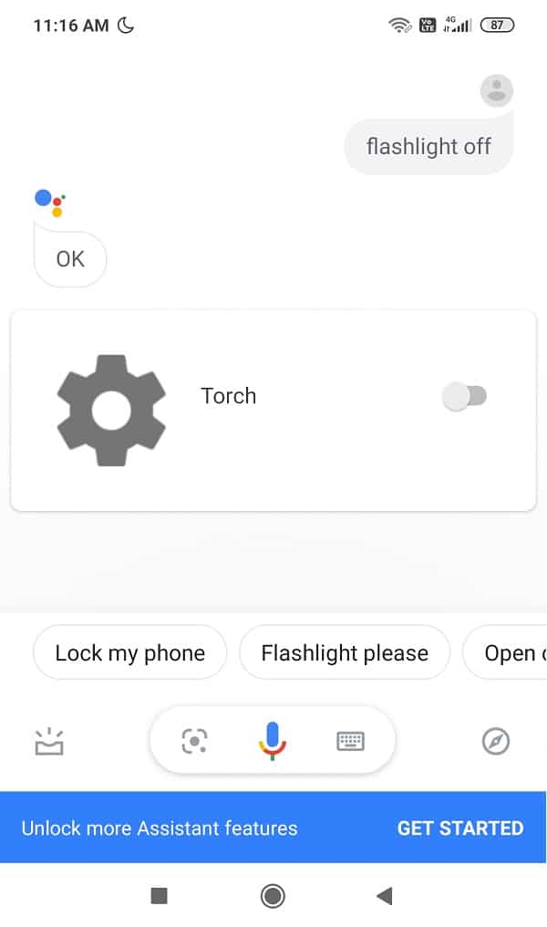 Okay, Google, turn the flashlight off