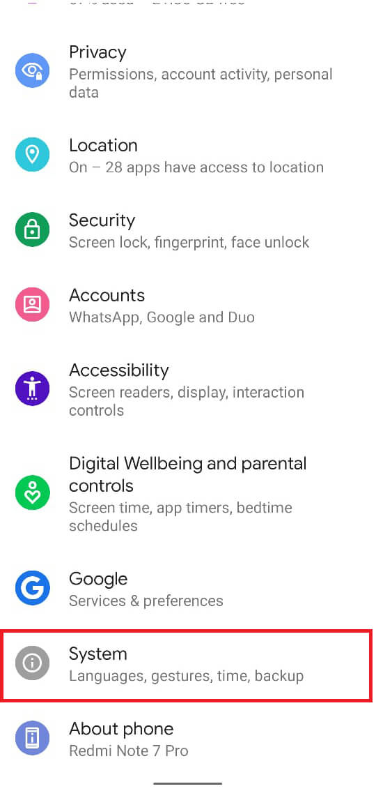 On the Settings app, scroll down to System settings. | How to Bypass Google Account Verification on Android Phone