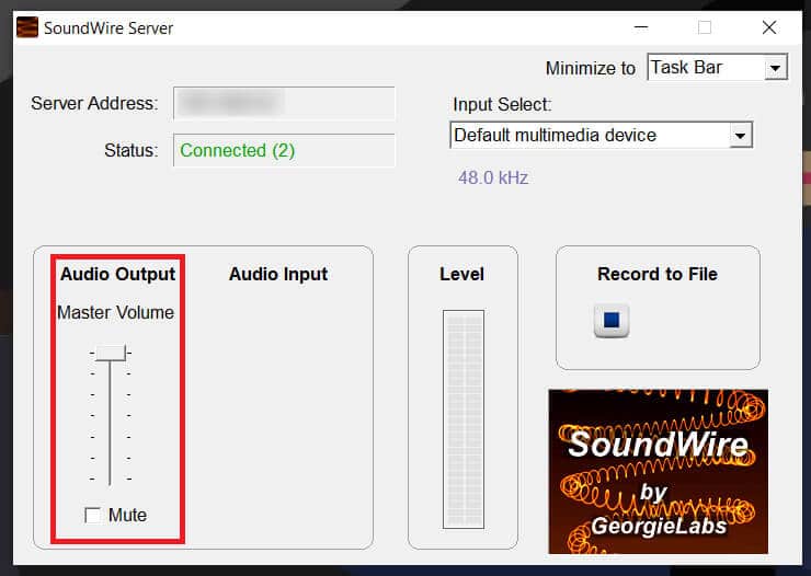 On the SoundWire PC software, adjust the audio volume according to your comfort