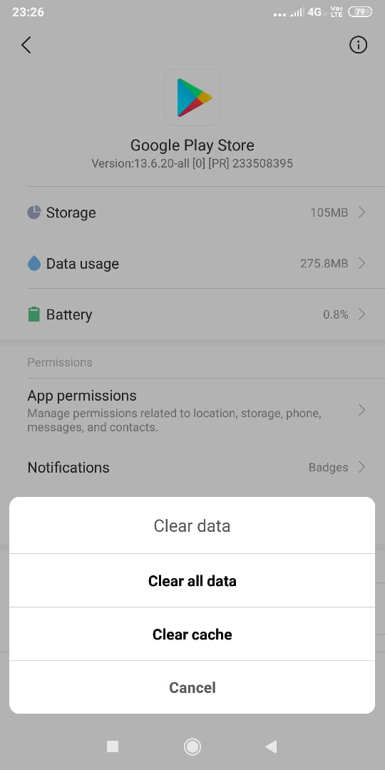 On the app details page, tap on ‘Clear data’ or ‘Clear Storage’