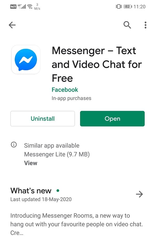 Once the app gets updated try using it again | Fix Facebook Messenger Chat Problems