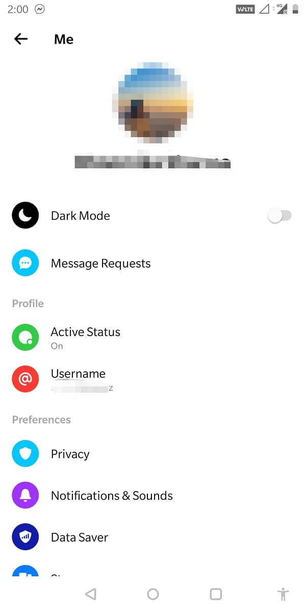 Open Facebook messenger and tap on your profile picture to open the settings menu.