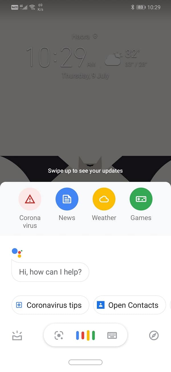 Open Google Assistant by tapping on its icon