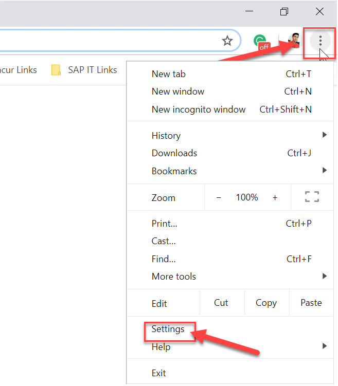 Open Google Chrome then from the top right corner click on the three dots and select Settings