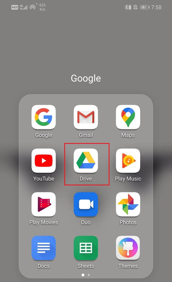 Open Google Drive on Android device