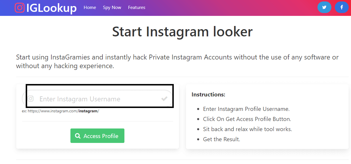 Open InstaGramies on your Web browser.