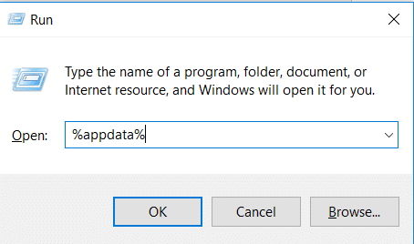 Buka Run ku mencét Windows + R, teras ketik %appdata%