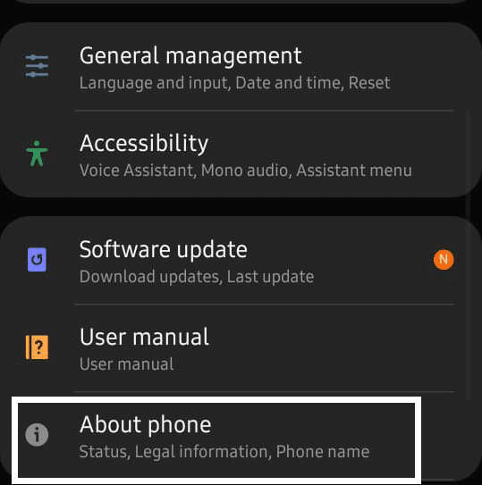 Open Settings> About Phone