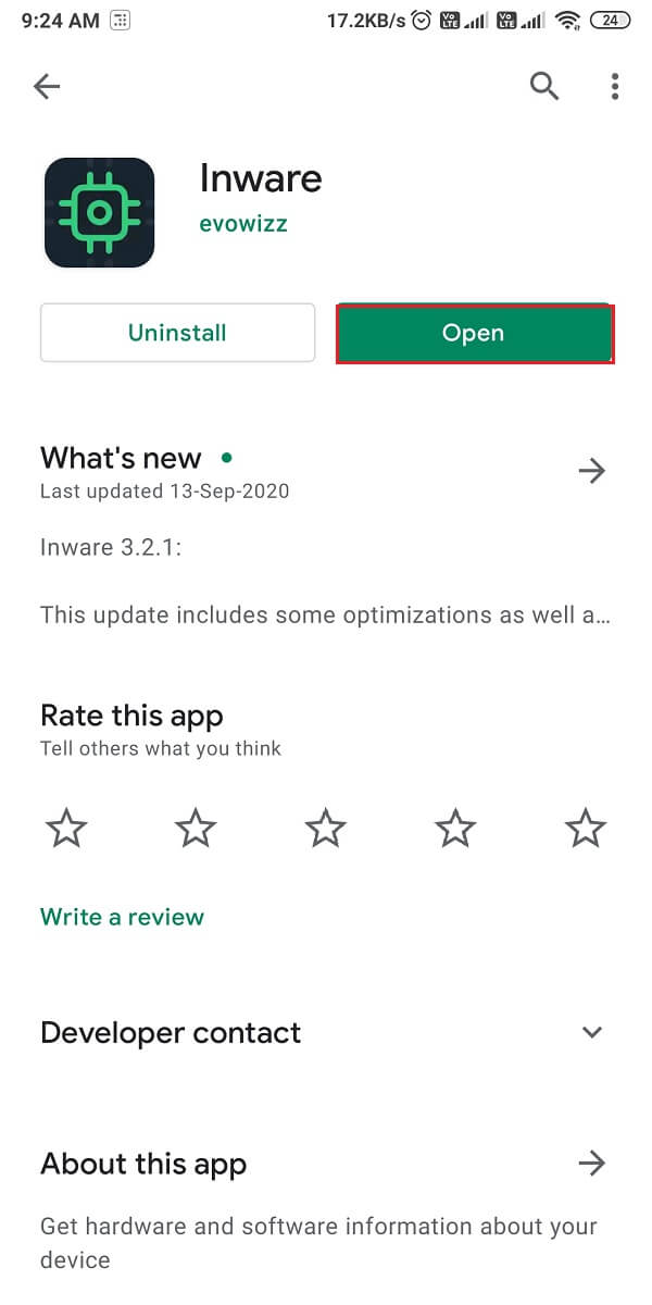 Open the Google Play Store and install Inware on your device. | How to Check Phone's RAM type, speed, and operating frequency