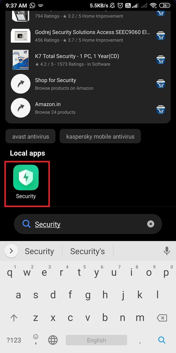 Open the Security app on your phone