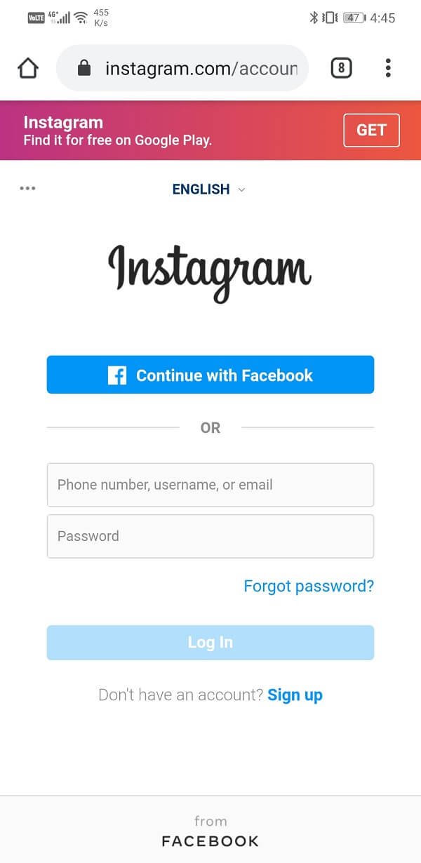 Open the login page for Instagram and sign in with your username and password
