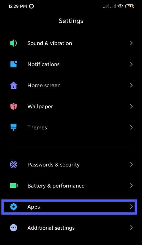 Open “settings” and select Apps
