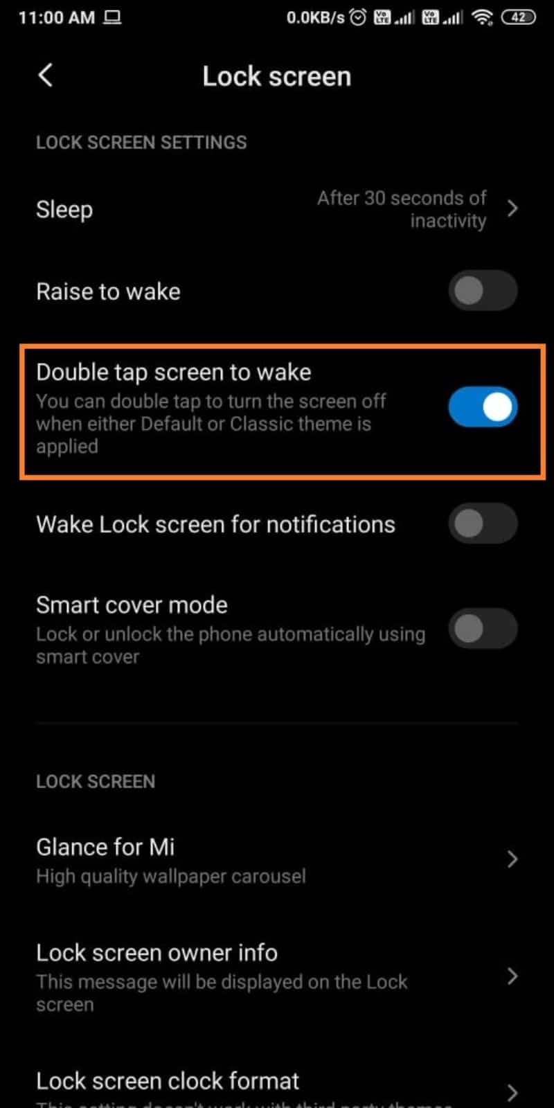 Przełącz Kliknij dwukrotnie ekran, aby obudzić | Jak włączyć telefon bez przycisku zasilania
