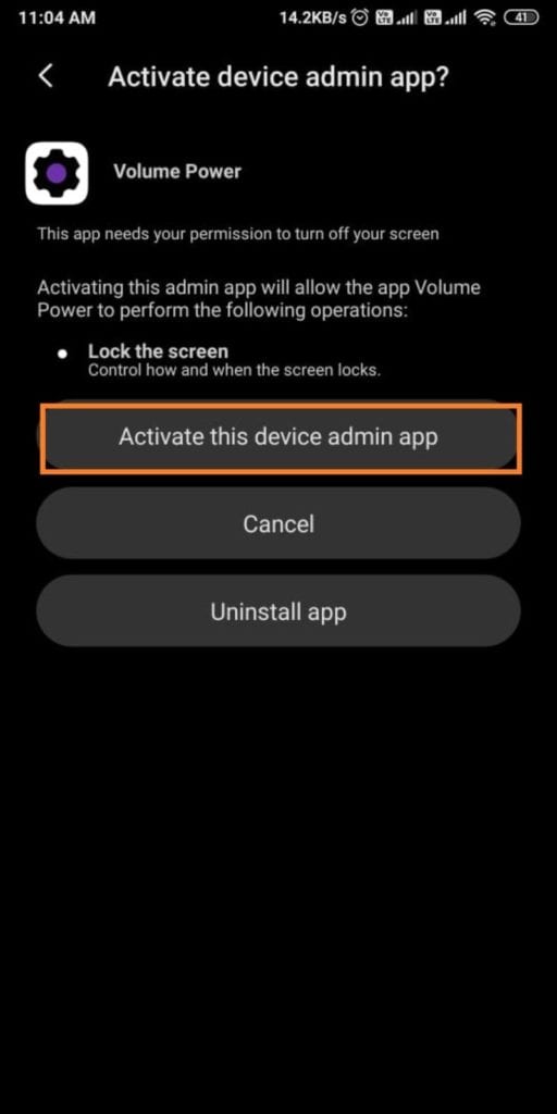 Grant permission to Power button to Volume button Application