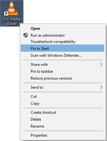 Pin to Start Menu Option is Missing in Windows 10