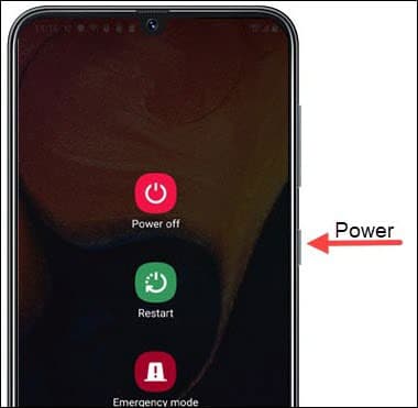 Power menu pops up on the screen and then tap on the Restart/Reboot button