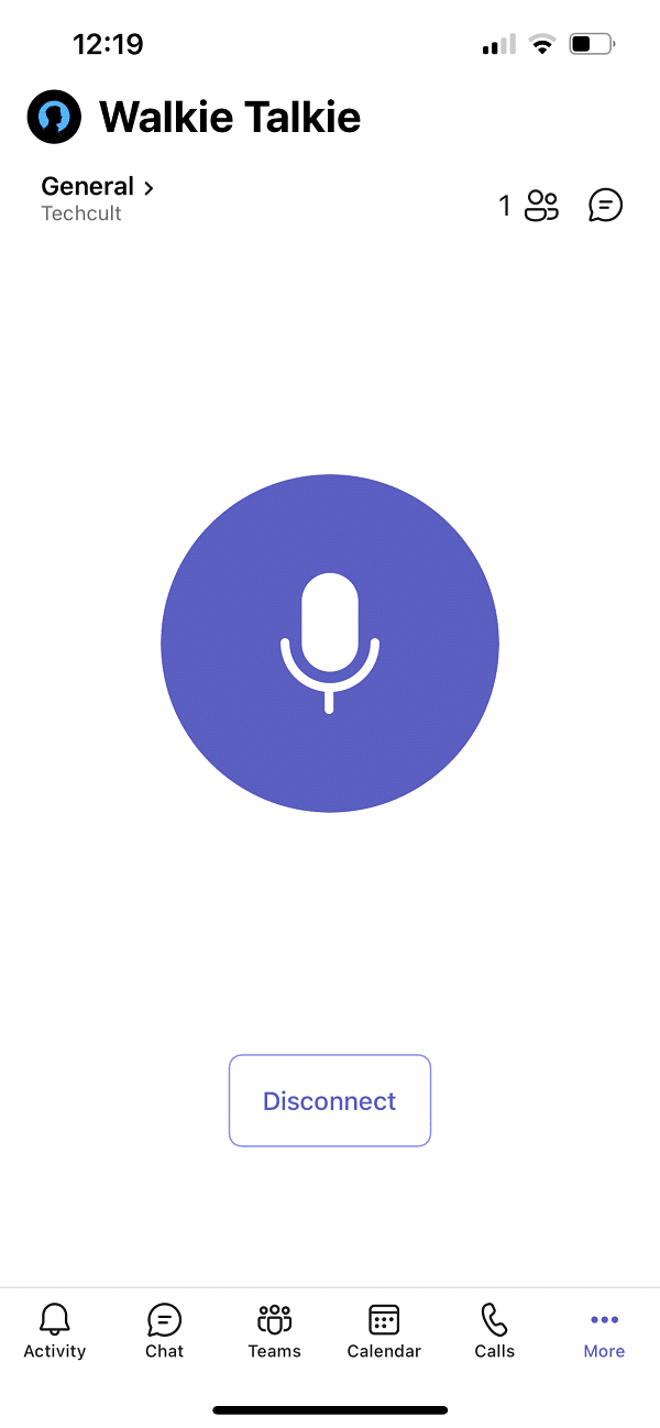 Press and hold the microphone symbol to unmute and speak