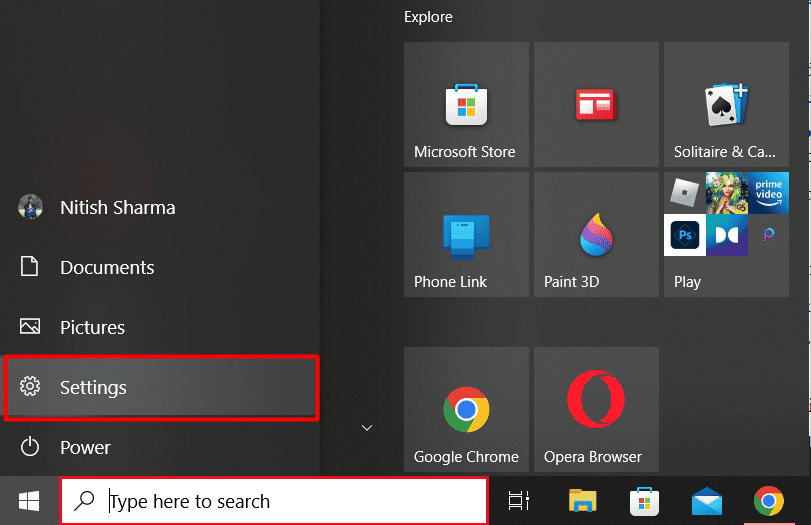 Press the Windows key and click on Settings