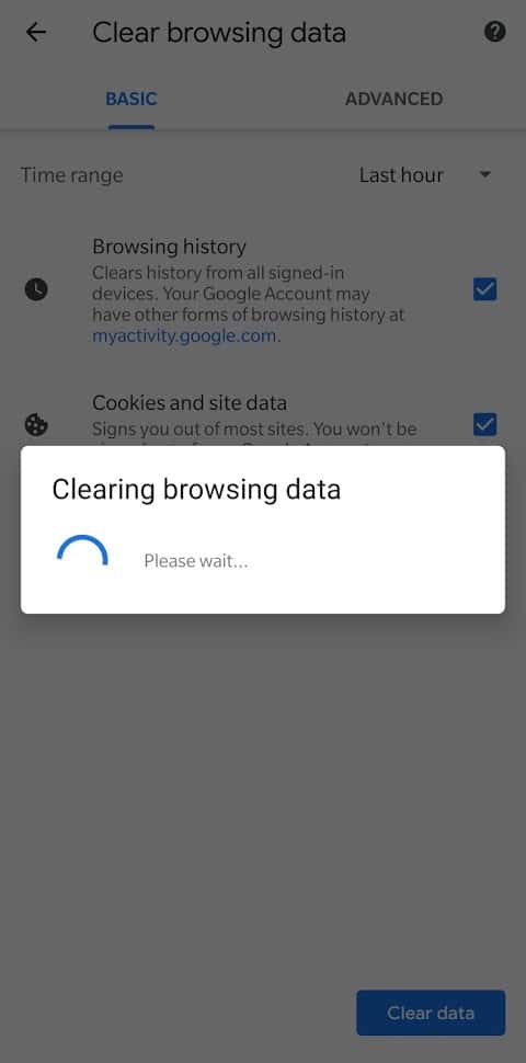 Press “Clear”, wait for a while and you are good to go | Delete Browser History On Android