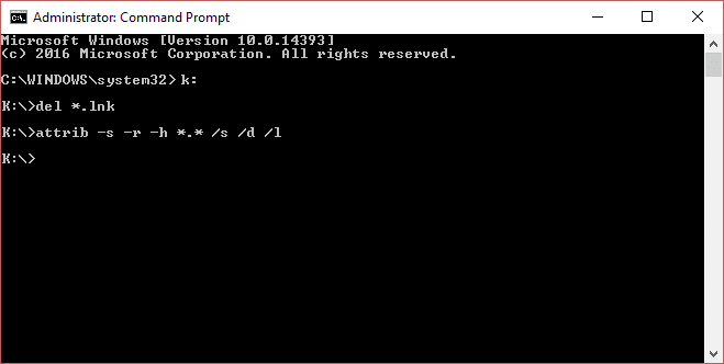 Remove shortcut virus using Command Prompt (CMD)
