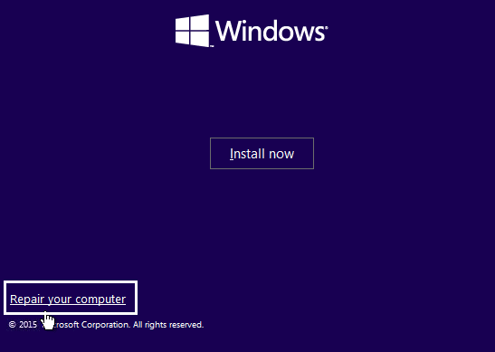 Repair your computer / Fix Error Code 0xc0000225 in Windows 10