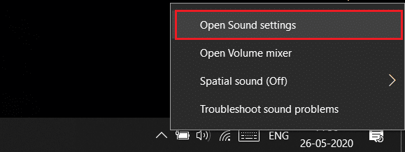 Right-click on your Volume icon and select Open Sound Settings