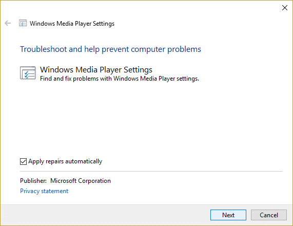 Run Windows Media Player Troubleshooter