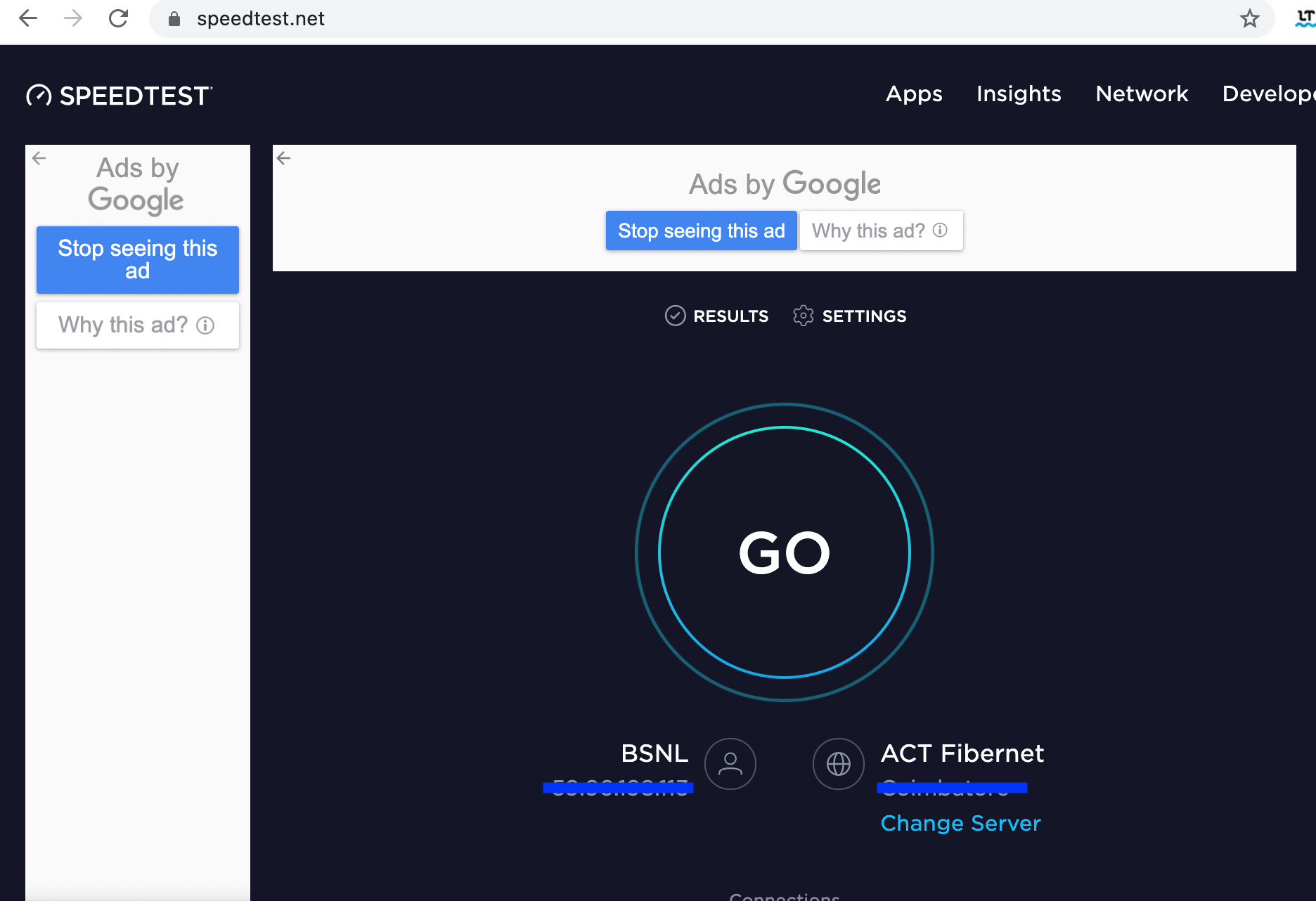 Run a quick internet speed test on speedtest.net to check the strength of your connection