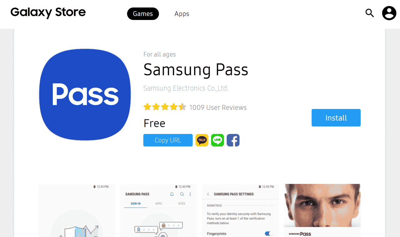 Samsung Pass on Galaxy Store