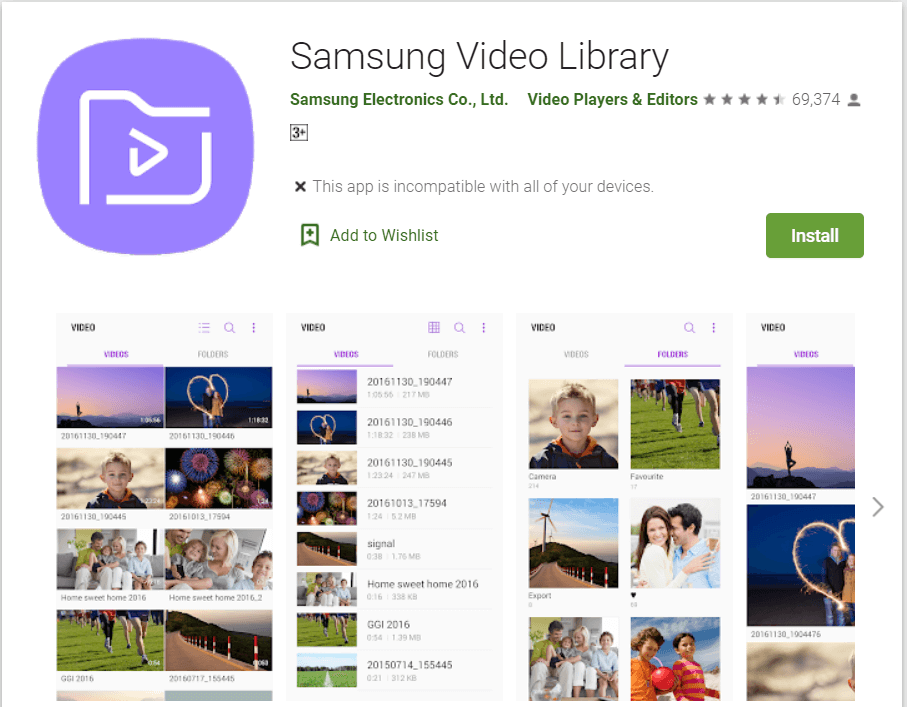 Bibliothèque vidéo Samsung