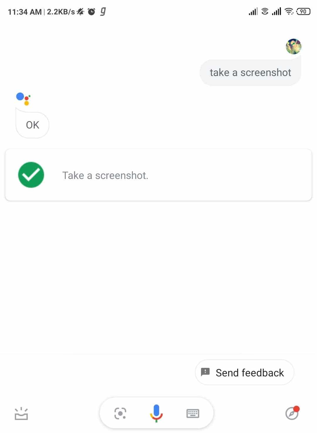 take a screenshot with google assistant