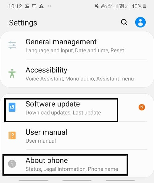 Now, open the Settings app on your Android phone. Under Settings, tap on About phone or Software update option.