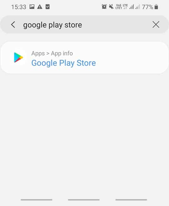 Search for Google Play Store option in the search bar