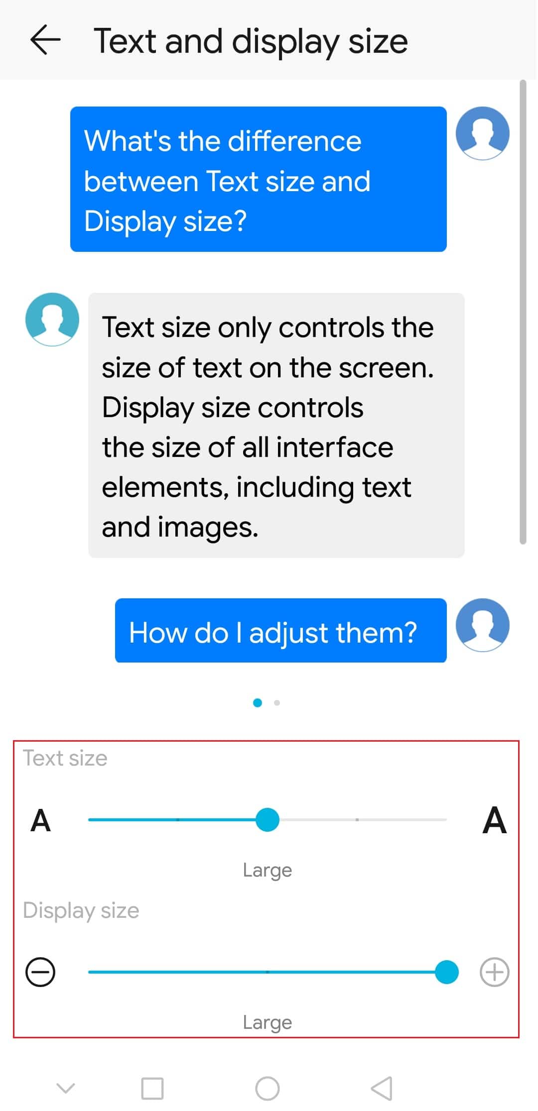 adjust display and text size. Guide to troubleshoot mobile phone problems