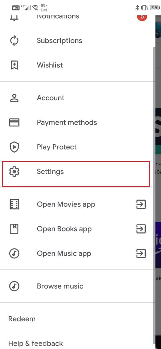 Scroll down and click on the Settings | Download and install the Google Play Store