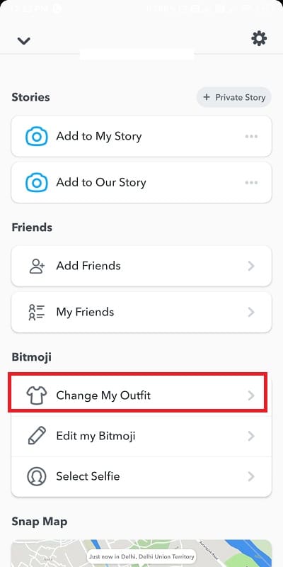 Scroll down and tap on ‘Change my outfit.’ 