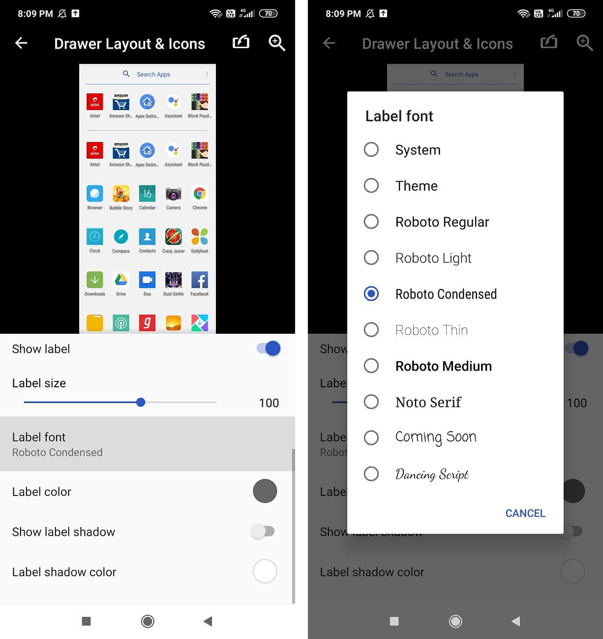 Scroll down then tap on Label font and choose the font you like  | How to Change Fonts on Android Phone 