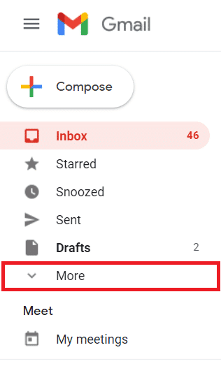 Scroll down until you find the ‘More’ option and click on it. | Fix Gmail Account not receiving Emails