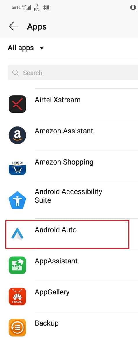 Search for Android Auto from the list of installed apps and tap on it