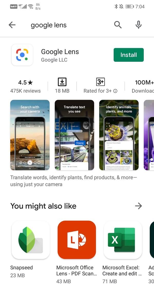 Search for Google Lens