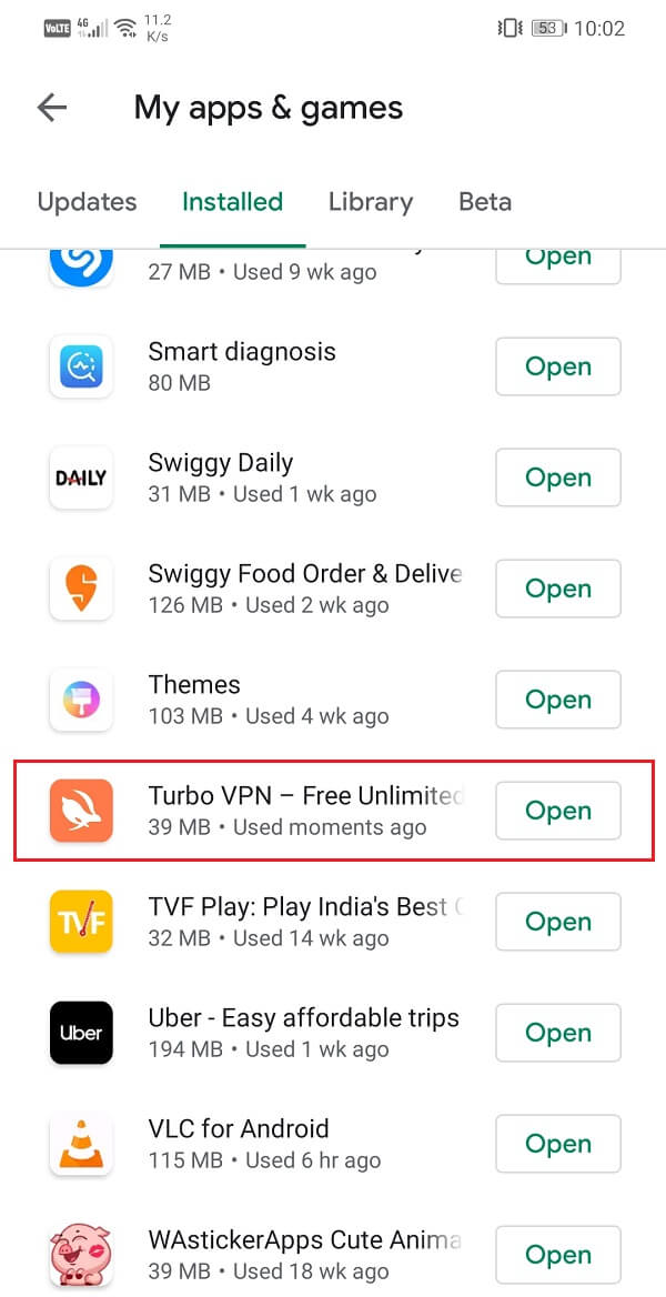 Search for the VPN app