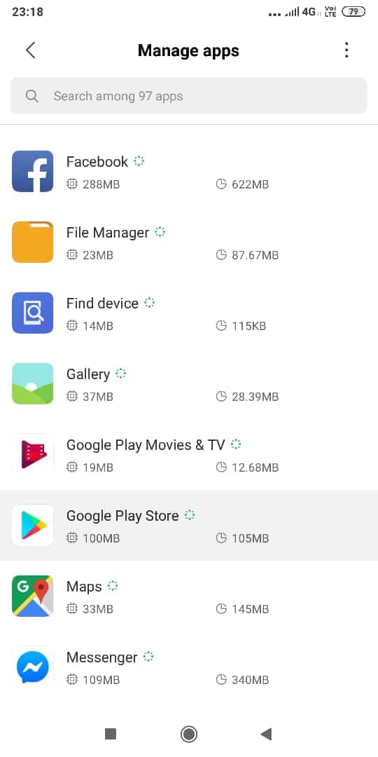 Search the list of apps for ‘Google Play Store’ and tap on it
