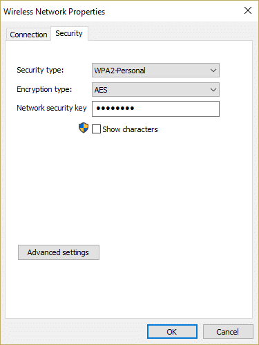 Security tab and select the same security type that your router is using