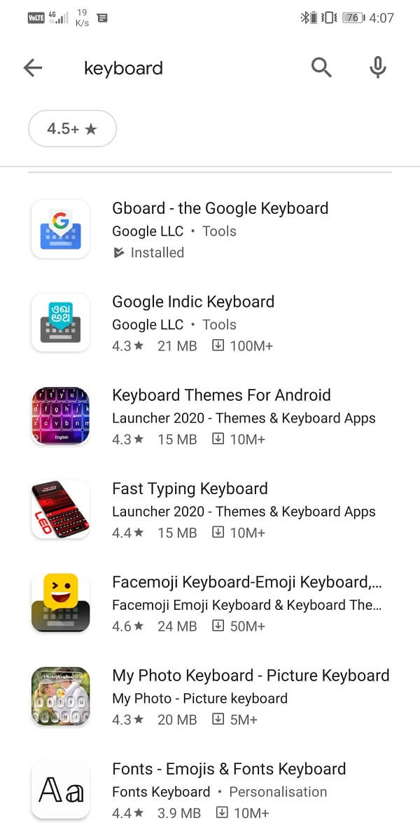 See a list of different keyboard apps