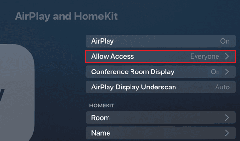 Select Allow Access to open a drop-down