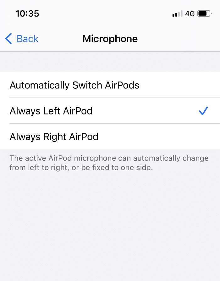 Select Always Left or Always Right AirPod