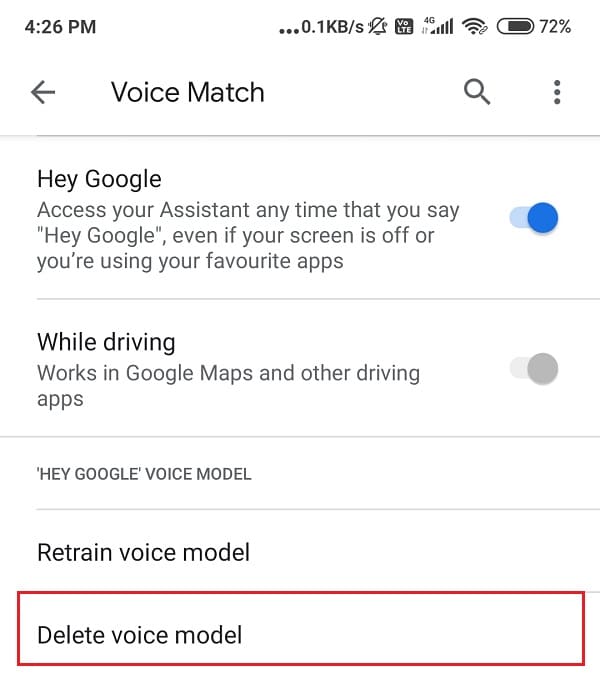 Select Delete voice model. Press OK