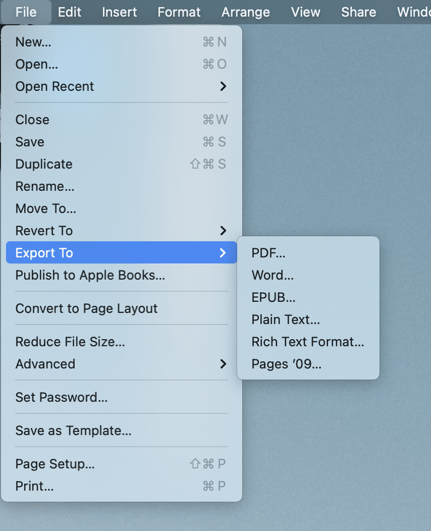 Šiame sąraše pasirinkite Eksportuoti į ir spustelėkite „Word“. Kaip sumažinti PDF failo dydį neprarandant kokybės