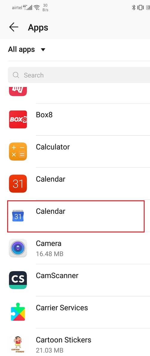 Select Google Calendar from the list of apps